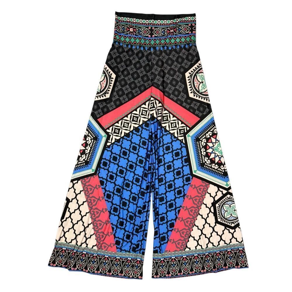 Flying Tomato Women’s Large Wide Leg Palazzo Pants Geometric Indie Artsy